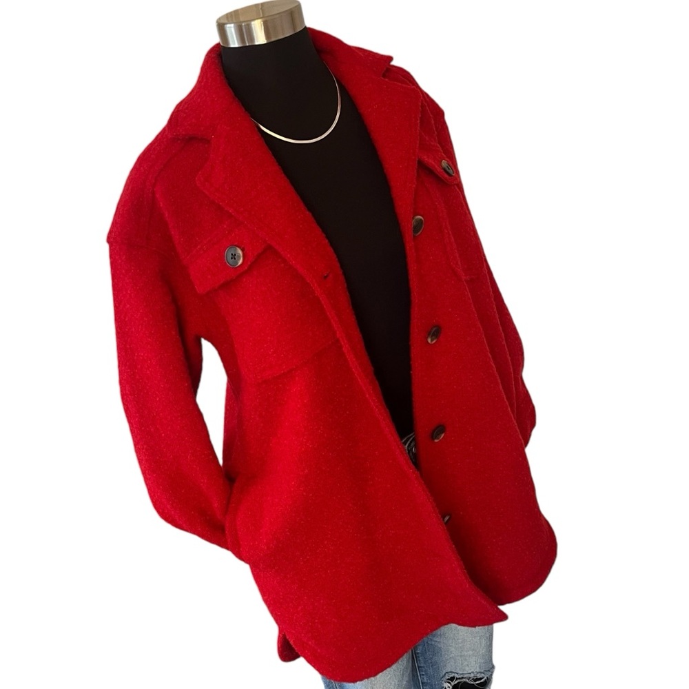 Old Navy bouclé wool blend shacket Robbie Red small